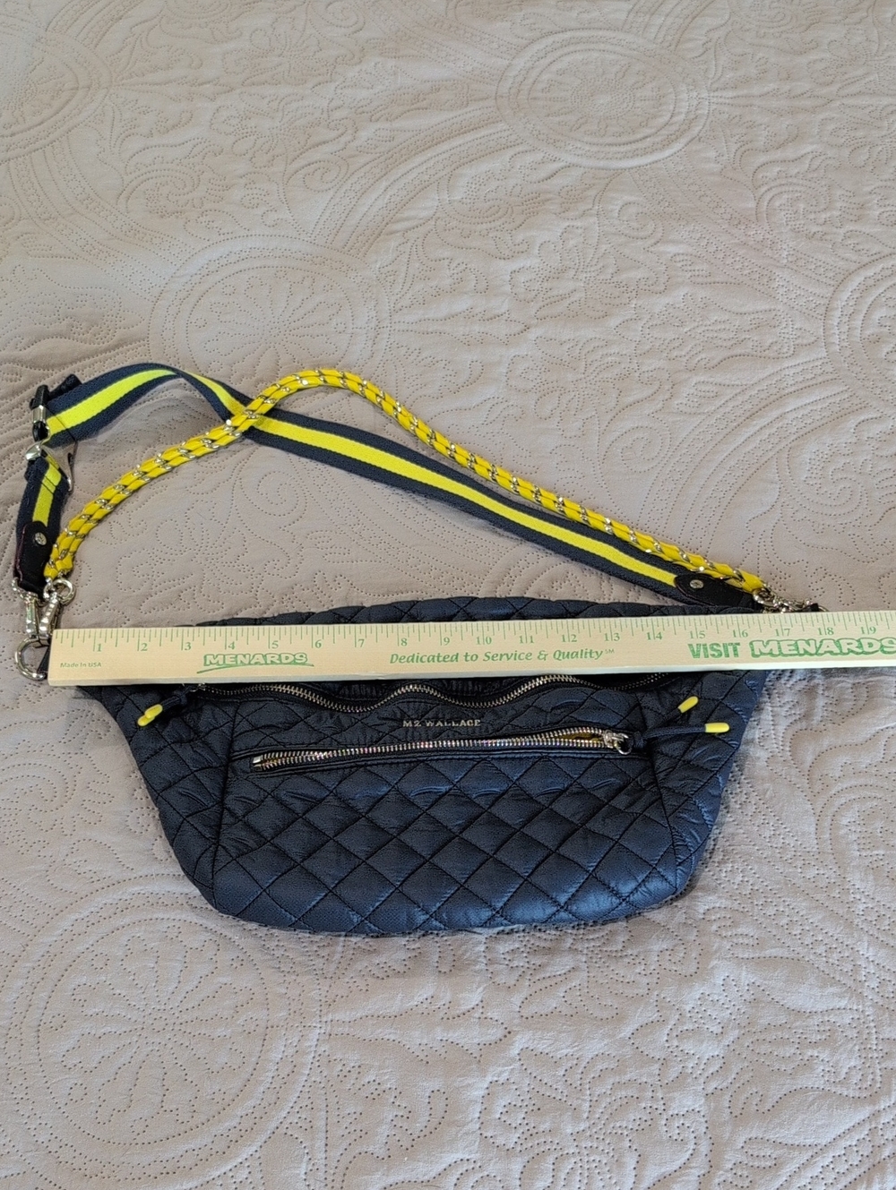 MZ WALLACE Crosby Quilted Sling Shoulder Bag In Dawn/sunflower/light G - Picture 9 of 10